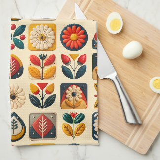 Retro Follikelfloral mit Personalisierter Monogram Geschirrtuch