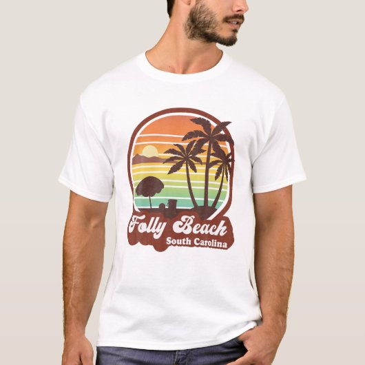 Retro Folly Beach South Carolina SC Souvenir Trave T-Shirt (Vorderseite)