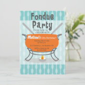 Retro Fondue Party Geburtstag Einladung (Stehend Vorderseite)