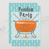 Retro Fondue Party Geburtstag Einladung (Vorne/Hinten)