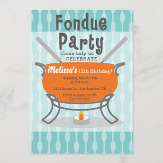 Retro-Fondue-Party-Geburtstagseinladung Einladung