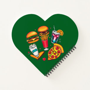 Retro Food Icons - Burgers, Fries, Milchshakes Notizblock