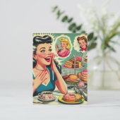 Retro Food Niedlich Girl Illustration Postkarte (Stehend Vorderseite)
