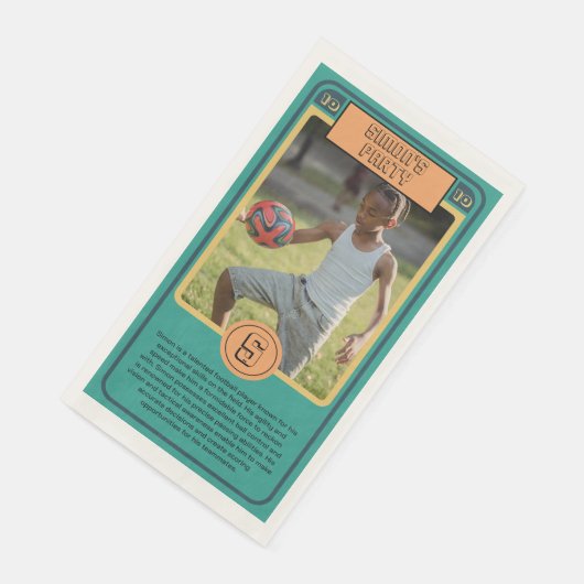 Retro Football Card inspiriertes Boy Party Serviette (Ecke)