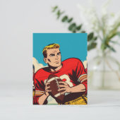 Retro Football Comic Postkarte (Stehend Vorderseite)