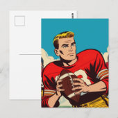 Retro Football Comic Postkarte (Vorne/Hinten)