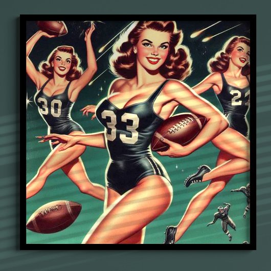 Retro Football Girl Poster