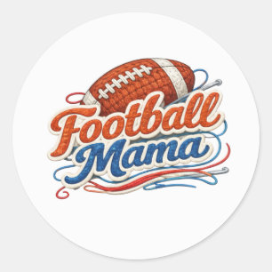 Retro Football-Mama Runder Aufkleber