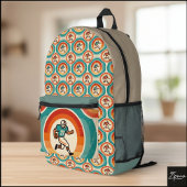 Retro Football Player Circle Pattern Backpack Bedruckter Rucksack