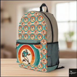 Retro Football Player Circle Pattern Backpack Bedruckter Rucksack