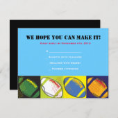 Retro FOOTBALL Themed Bar Bat Mitzvah Antwortkarte RSVP Karte (Vorne/Hinten)