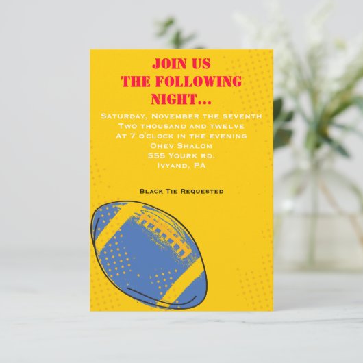 Retro FOOTBALL Themed Bar Bat Mitzvah Party Karte (Stehend Vorderseite)