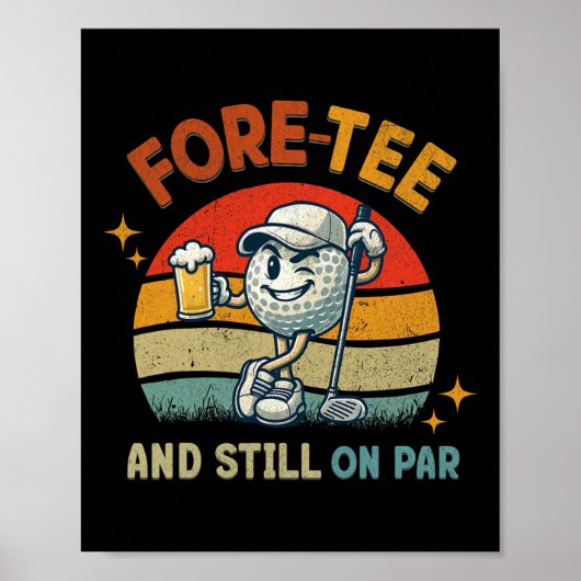 Retro Fore Tee Golf Birthday Party 40th Birthday G Poster (Vorne)