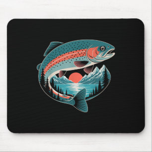 Retro-Forellenfischen Naturliebhaber Bergsee Gif Mousepad