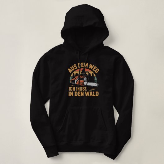 Retro Forest Adventure Chainsaw Graphic Hoodie (Design vorne)