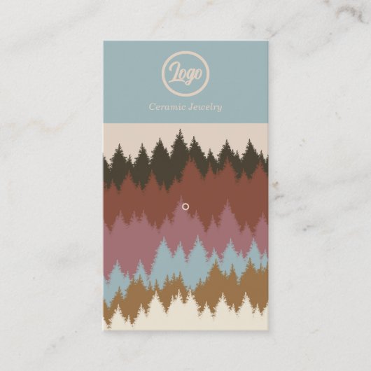 Retro Forest Button Juwelier Logo Business Card Visitenkarte (Vorderseite)