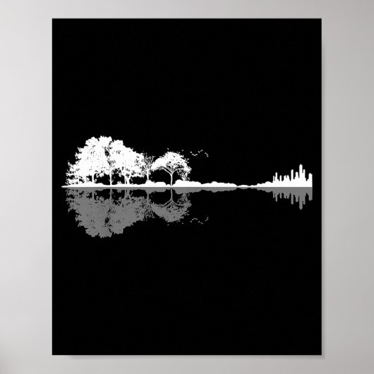 Retro Forest Funny Nature Guitar Clic Music  Poster (Vorne)