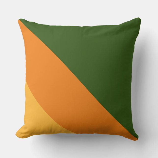 Retro Forest Green Orange Golden Yellow Strips Kissen (Vorderseite)