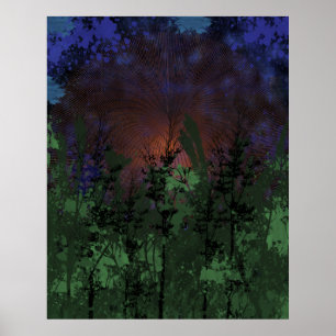 Retro Forest Sunset Poster
