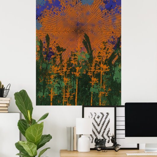 Retro Forest Sunset Poster (Heimbüro)