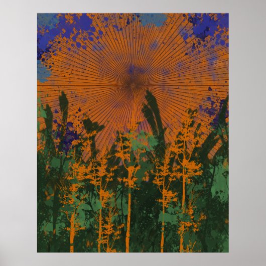 Retro Forest Sunset Poster (Vorne)