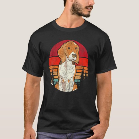 Retro Forest Trees Beagle Eigentümer Niedlicher Hu T-Shirt (Vorderseite)