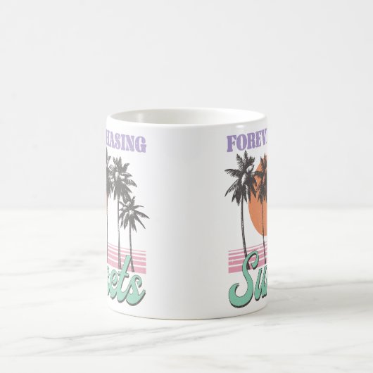 Retro "Forever Chasing Sunsets" Kaffeetasse (Mittel)