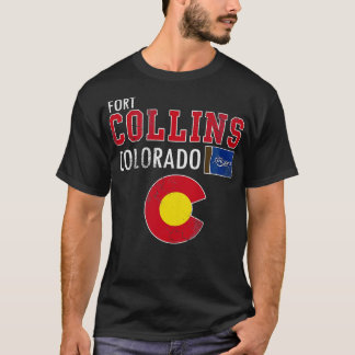 Retro Fort Collins Colorado-Flagge Vintage-Fade T-Shirt