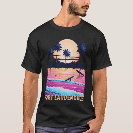 Retro Fort Lauderdale Florida Souvenir Surf T-Shirt (Vorderseite)