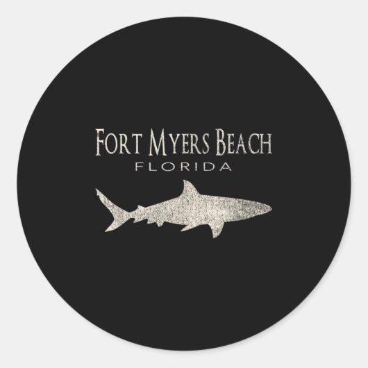 Retro Fort Myers Beach Fl Shark Runder Aufkleber (Vorderseite)