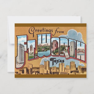 Retro Fort Worth TX Greeting Postkarte