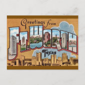 Retro Fort Worth TX Greeting Postkarte (Vorderseite)