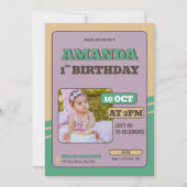 Retro Foto 1. Geburtstag Einladung (Vorderseite)