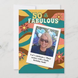 Retro Foto 50. Geburtstag 70er Stil Einladung