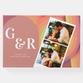 Retro Foto 70 Streifen Hochzeit Einladung Gästebuch