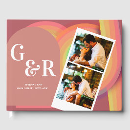 Retro Foto 70 Streifen Hochzeit Einladung Gästebuch