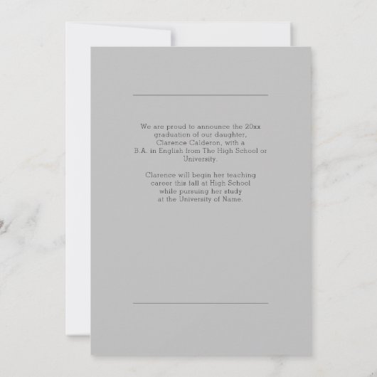 Retro-Foto-Abschluss Ankündigung (Rückseite)