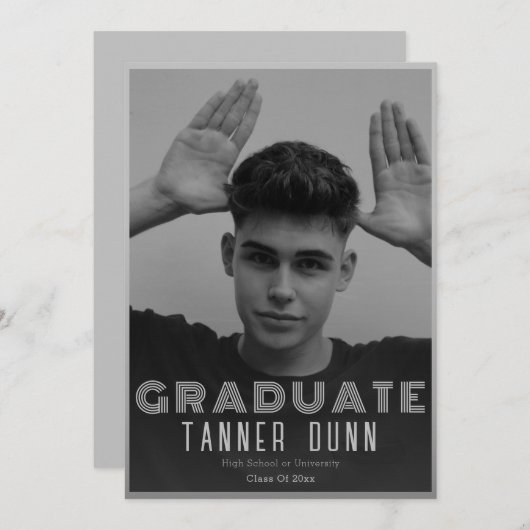 Retro-Foto-Abschluss Ankündigung (Vorne/Hinten)