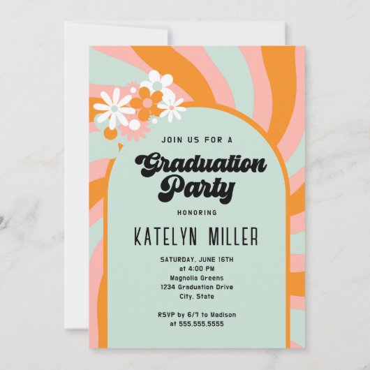 Retro Foto Abschluss Einladung (Rückseite)