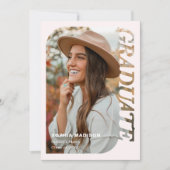 Retro-Foto-Abschluss Minimalistisches Rosa Einladung (Vorderseite)