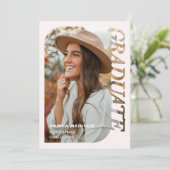 Retro-Foto-Abschluss Minimalistisches Rosa Einladung (Stehend Vorderseite)