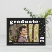 Retro-Foto-Abschluss mit weißen Sternen Einladung (Stehend Vorderseite)