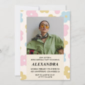 Retro Foto Blumenmuster 38. Geburtstag Einladung (Vorderseite)