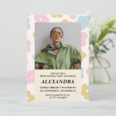 Retro Foto Blumenmuster 39. Geburtstag Einladung (Stehend Vorderseite)