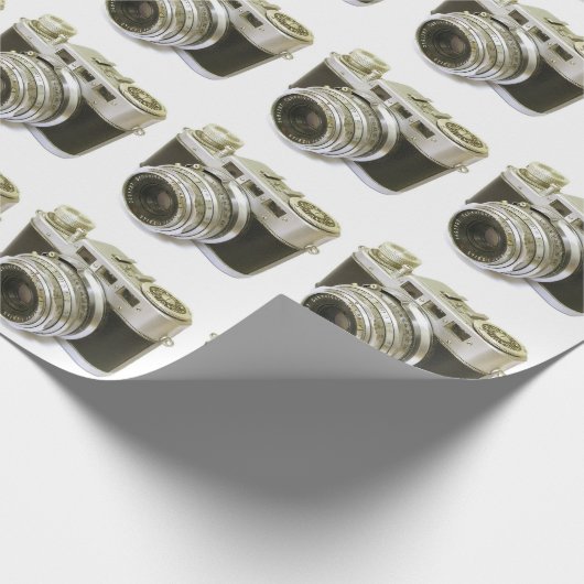 RETRO FOTO CAMERA MOTIF GESCHENKPAPIER (Ecke)