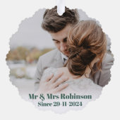 Retro-Foto erste Weihnachten verheiratete Sake Ornament Karte (Rückseite)