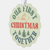 Retro-Foto erste Weihnachten verheiratete Sake Ornament Karte (Links)