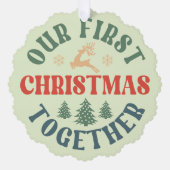 Retro-Foto erste Weihnachten verheiratete Sake Ornament Karte (Vorderseite)