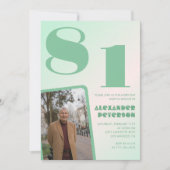 Retro Foto Green Gradient 81. Geburtstag Einladung (Vorderseite)