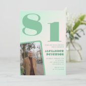Retro Foto Green Gradient 81. Geburtstag Einladung (Stehend Vorderseite)